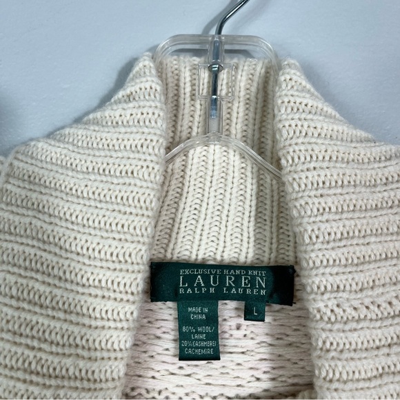 Lauren Ralph Lauren Exclusive Hand Knit Turtleneck Wool Cashmere Sweater Pink L - Picture 3 of 6